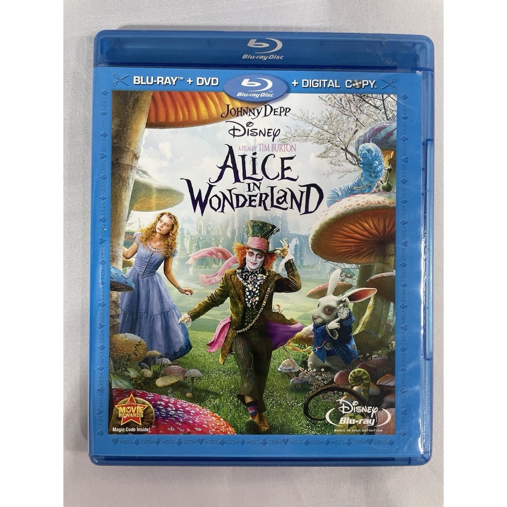 Alice in Wonderland Blu-ray DVD Digital Combo Tim Burton Depp -Preowned